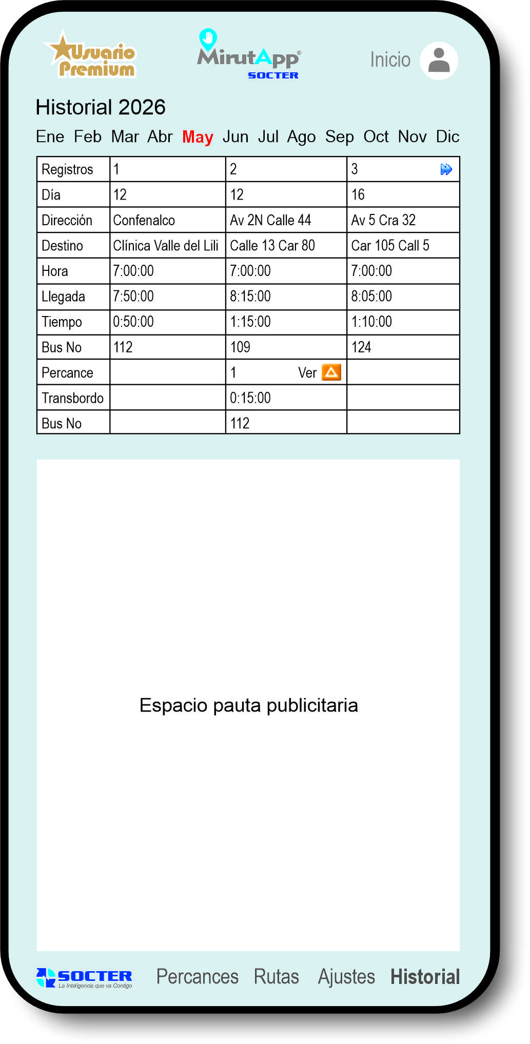 Pantalla Historial