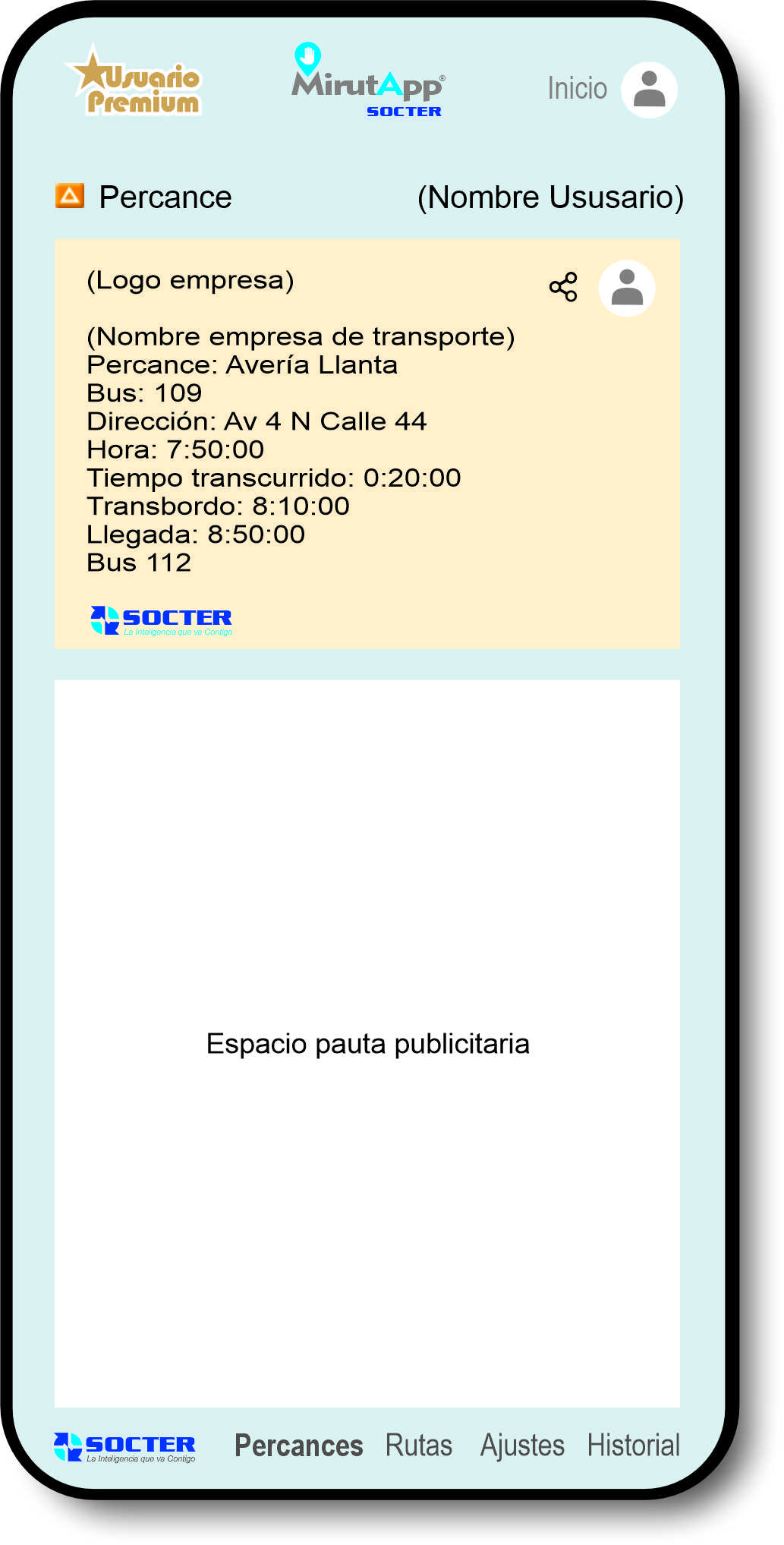 Pantalla Percance